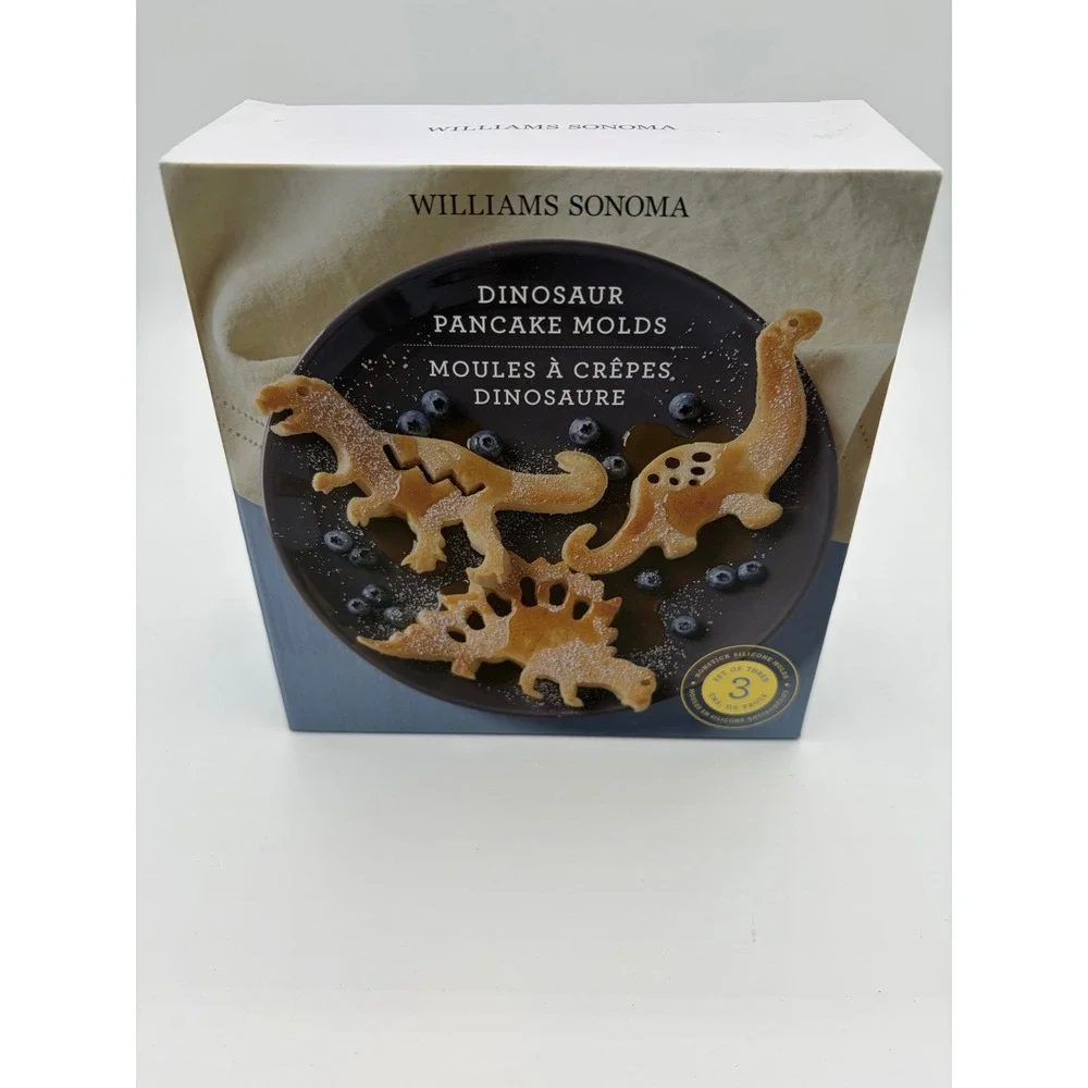 Williams Sonoma Dinosaur Pancake Molds Set of 3 Green Silicone Nonstick T-Rex